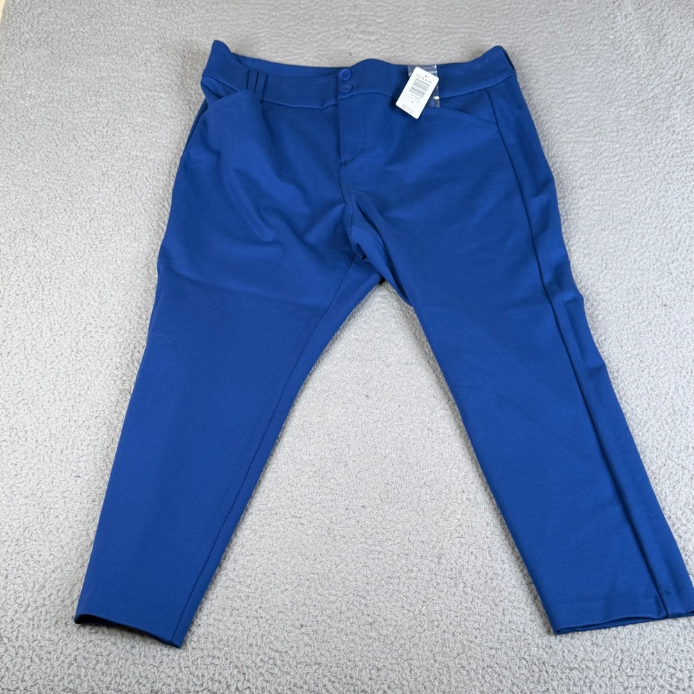 Torrid Pants Womens 18 Blue PNTE Ankle Skinny Ponte Knit Double Button Trousers